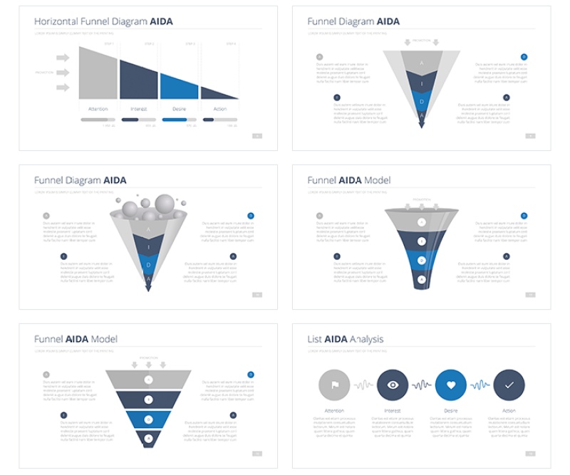 营销aida分析模型PPT模板 aida marketing model powerpoint