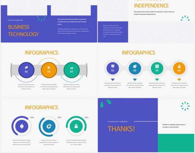 紫色简约技术公司宣传介绍PPT图片排版设计模板TEXICO - Technology Company Powerpoint Template