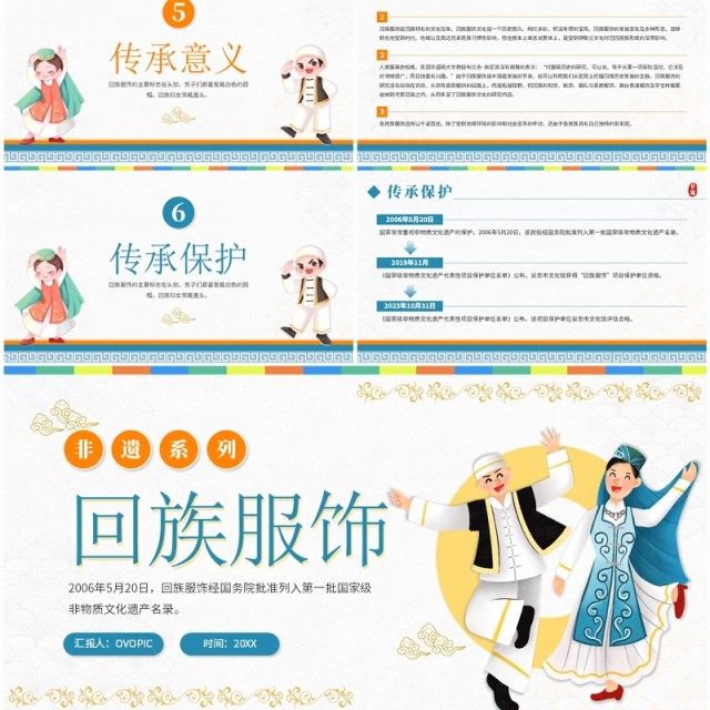 蓝色卡通风非遗系列之回族服饰PPT模板 蓝色卡通风非遗系列之回族服饰PPT模板