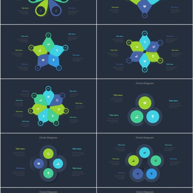 圆形图三角形信息图PPT模板Animated_Diagrams_Infographic_[Dark]