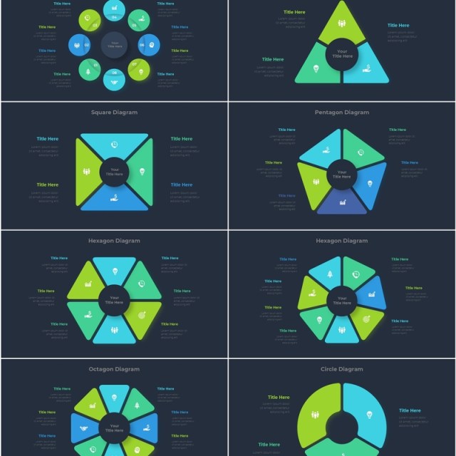 圆形图三角形信息图PPT模板Animated_Diagrams_Infographic_[Dark]