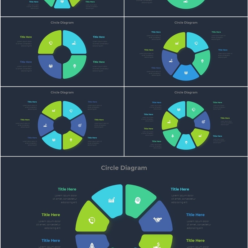 圆形图三角形信息图PPT模板Animated_Diagrams_Infographic_[Dark]