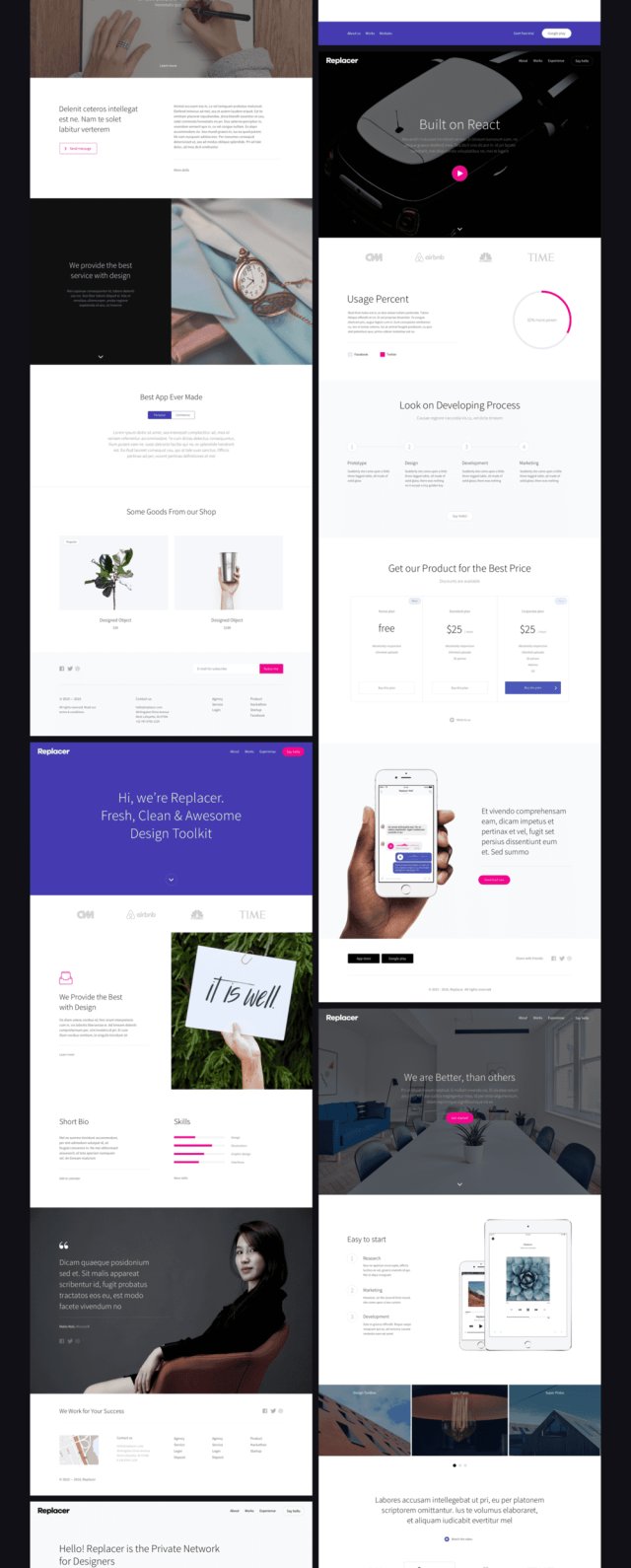 Web Design，Replacer UI Kit的最终草图UI工具包