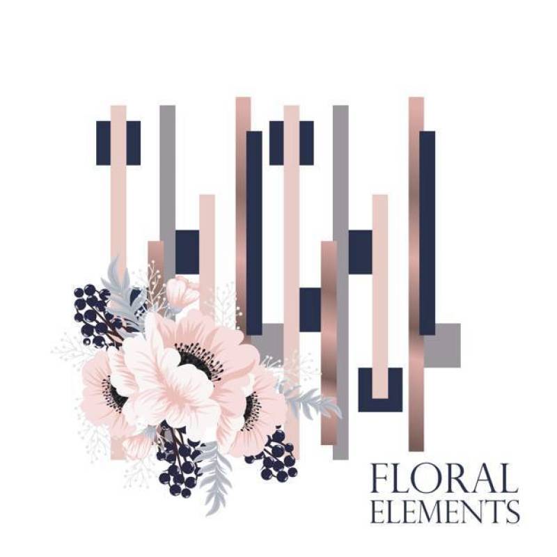 抽象花卉背景设计与几何元素