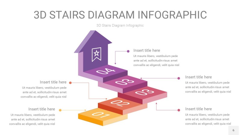 渐变紫黄色3D阶梯PPT图表6
