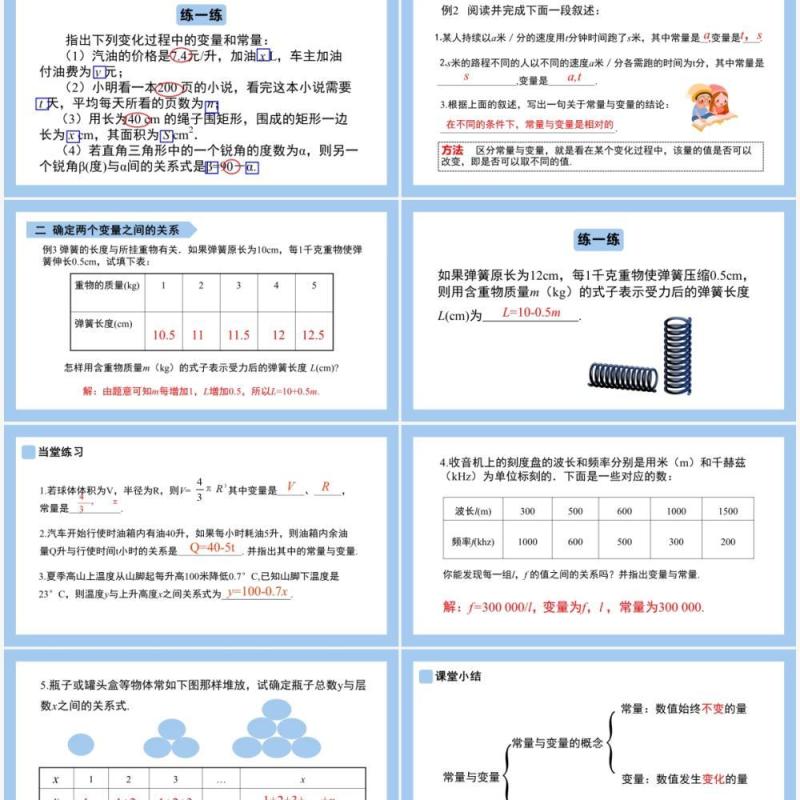 部编版八年级数学下册常量与变量课件PPT模板
