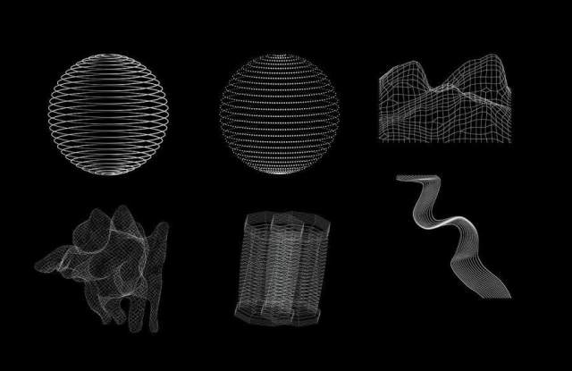 30款独特抽象的3D网格线框线条EPS矢量素材下载