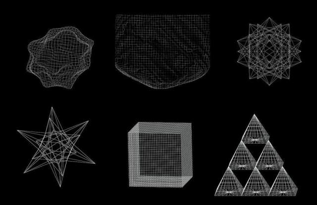 30款独特抽象的3D网格线框线条EPS矢量素材下载