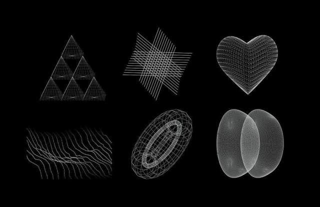 30款独特抽象的3D网格线框线条EPS矢量素材下载