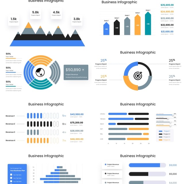 商业箭头信息图表PPT素材模板Business Infographic