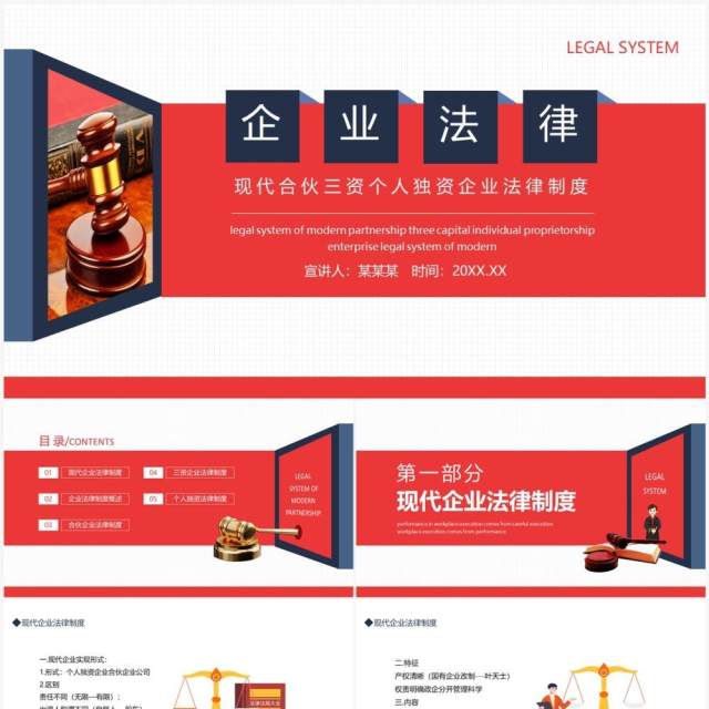 现代合伙三资个人独资企业法律制度动态PPT模板 现代合伙三资个人独资企业法律制度动态PPT模板