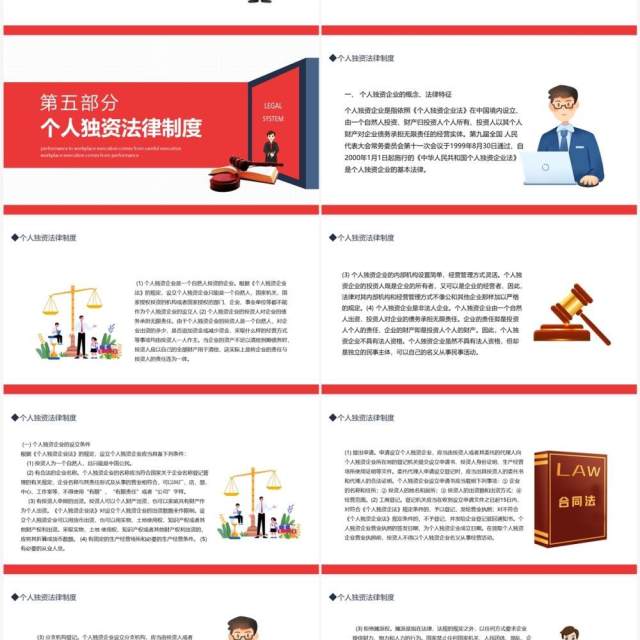 现代合伙三资个人独资企业法律制度动态PPT模板 现代合伙三资个人独资企业法律制度动态PPT模板