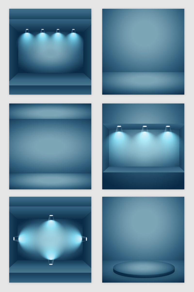 蓝色空房子灯光模型的矢量素材