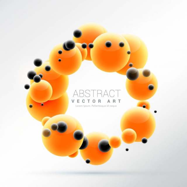 明亮的橙色分子形状3d球体框架背景