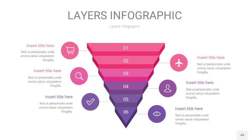 粉紫色3D分层PPT信息图48