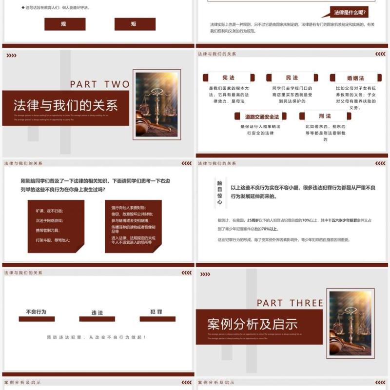褐色简约风法律知识讲座PPT模板