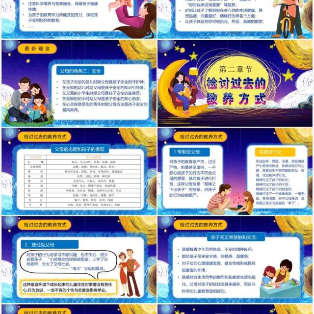 蓝紫卡通风怎么样使孩子更优秀PPT模板