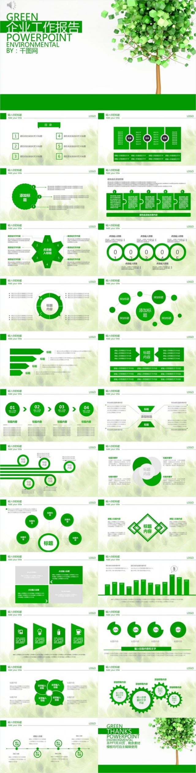 绿色企业工作报告PPT模板