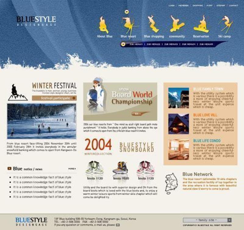 滑雪运动网站模板PSD