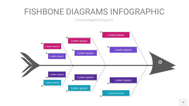 粉紫色鱼骨PPT信息图表4