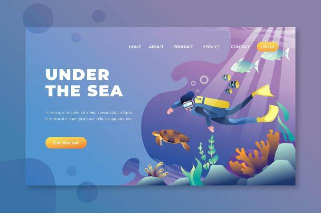 海底psd和ai矢量登陆页面UI界面插画设计under the sea psd and ai vector landing page 海底psd和ai矢量登陆页面UI界面插画设计under the sea psd and ai vector landing page