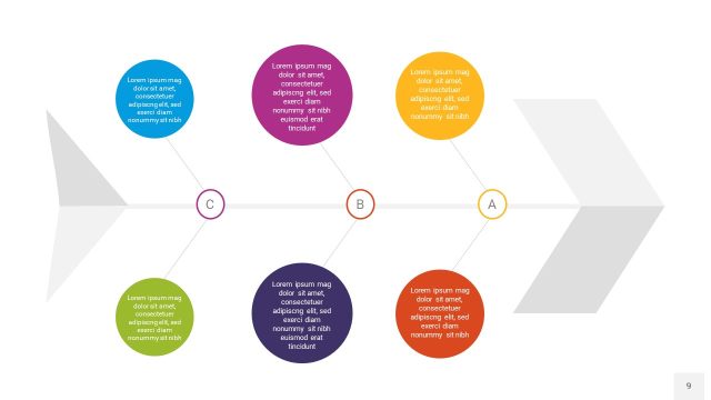 彩色鱼骨PPT信息图表9