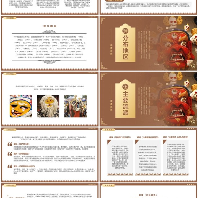 棕色中国风非遗系列之藏戏介绍PPT模板 棕色中国风非遗系列之藏戏介绍PPT模板