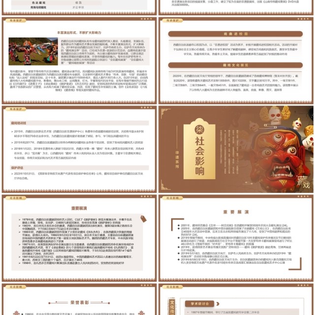 棕色中国风非遗系列之藏戏介绍PPT模板 棕色中国风非遗系列之藏戏介绍PPT模板