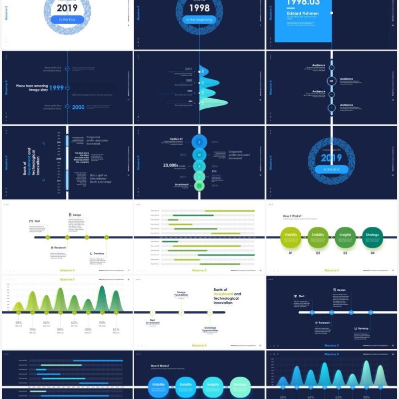 时间轴信息图表PPT素材模板Timeline Infographics