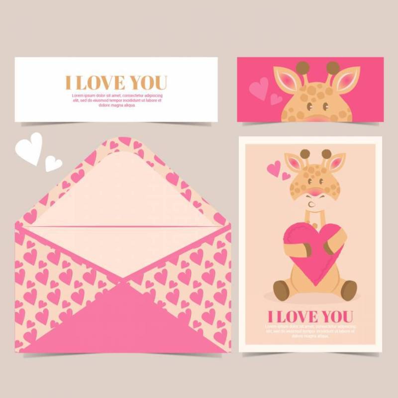 矢量可爱的长颈鹿卡