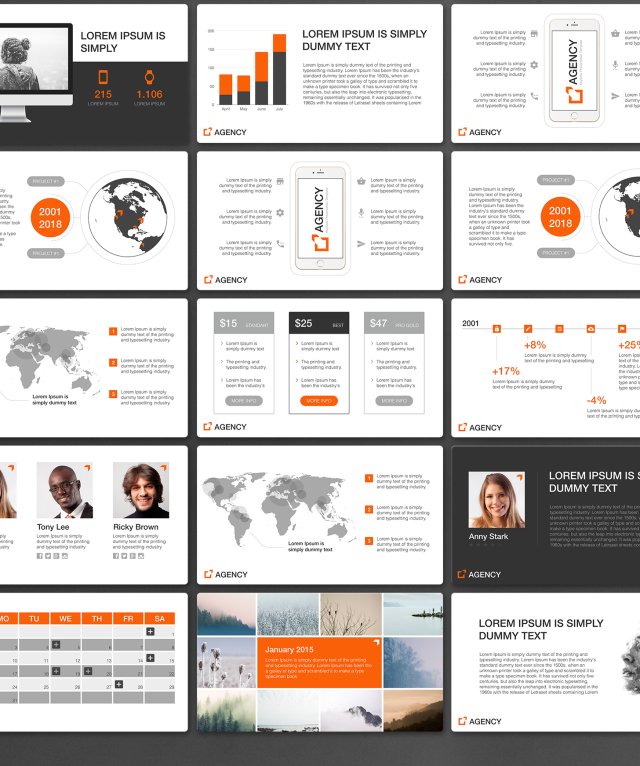 服务机构PPT幻灯片演示模板Agency PowerPoint Template