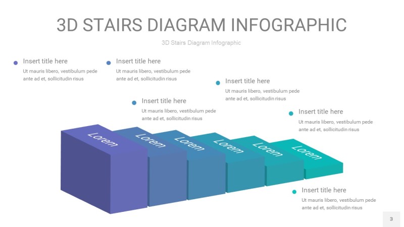 青色渐变3D阶梯PPT图表3