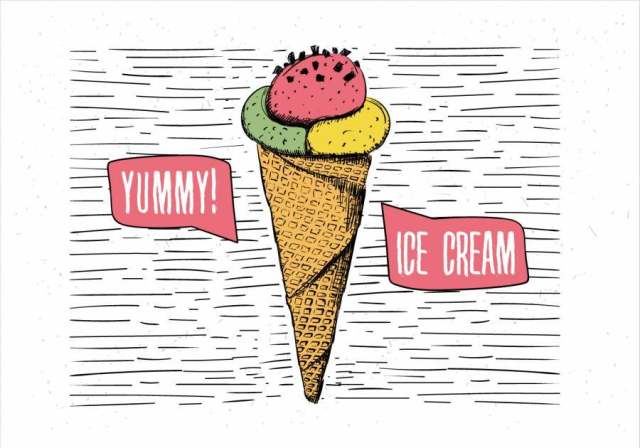 手绘矢量冰淇淋插画
