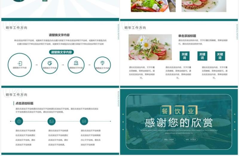 绿色简约风餐饮业年终总结汇报PPT通用模板