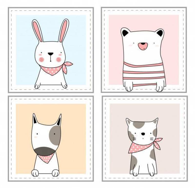 可爱的动物卡通手绘风格