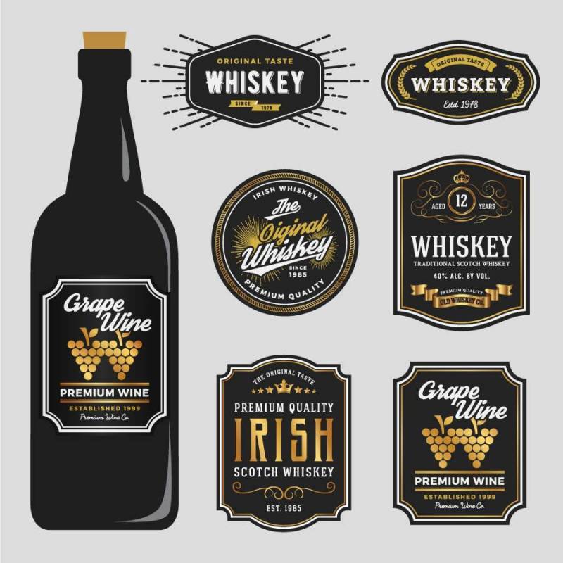 复古高级威士忌品牌标签设计