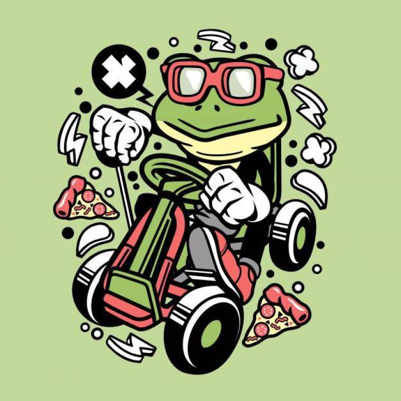 Frog Gokart Racer Cartoon