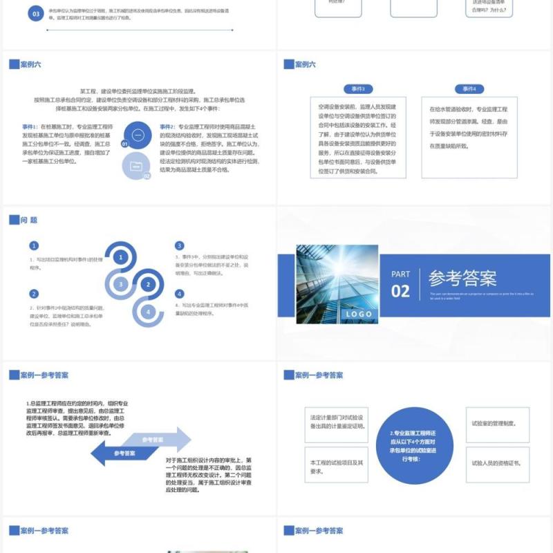 蓝色商务建设工程监理案例分析PPT模板