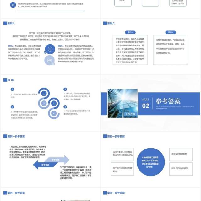 蓝色商务建设工程监理案例分析PPT模板