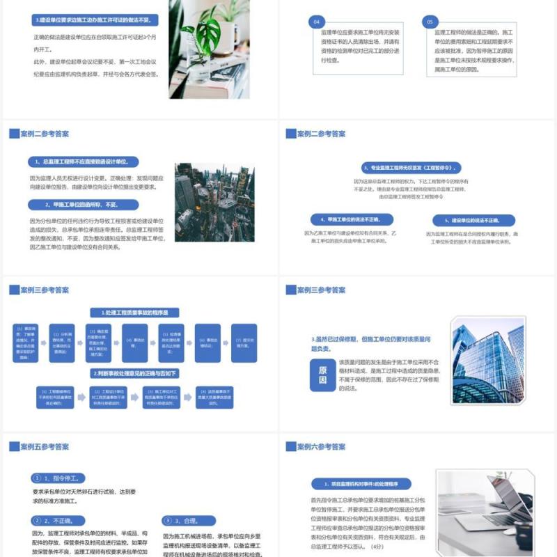 蓝色商务建设工程监理案例分析PPT模板