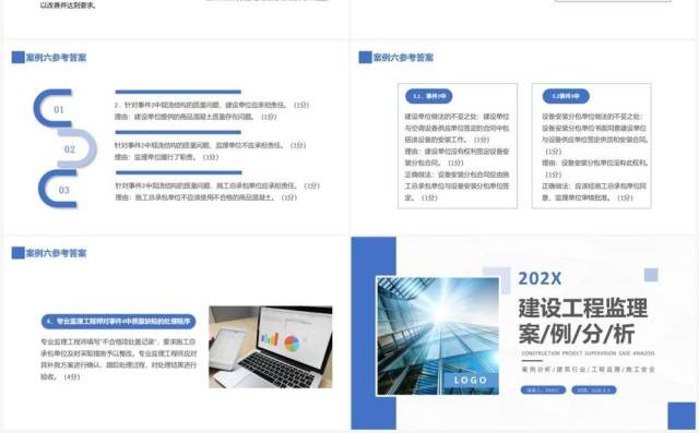 蓝色商务建设工程监理案例分析PPT模板