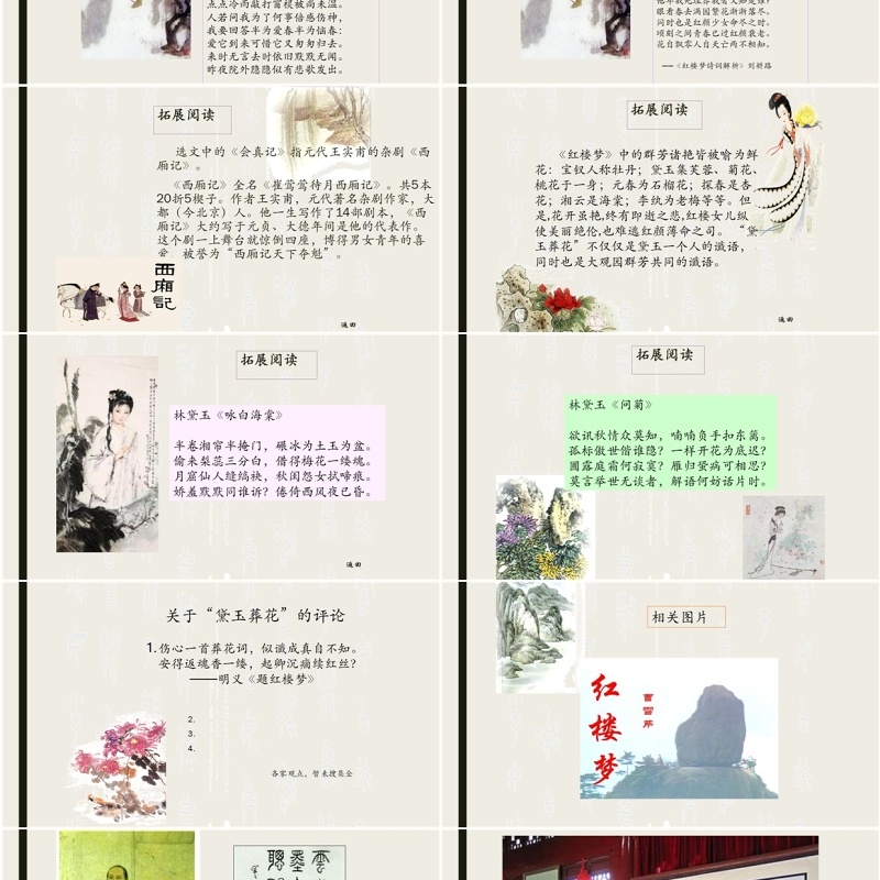 简洁初中语文黛玉葬花课件PPT模板