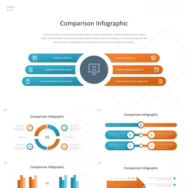 比较对比信息图表PPT模板素材Comparison - Infographic Presentation