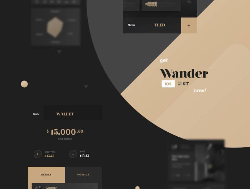 高品质的清新，现代和优雅的音乐和视频移动应用程序，Wander UI工具包