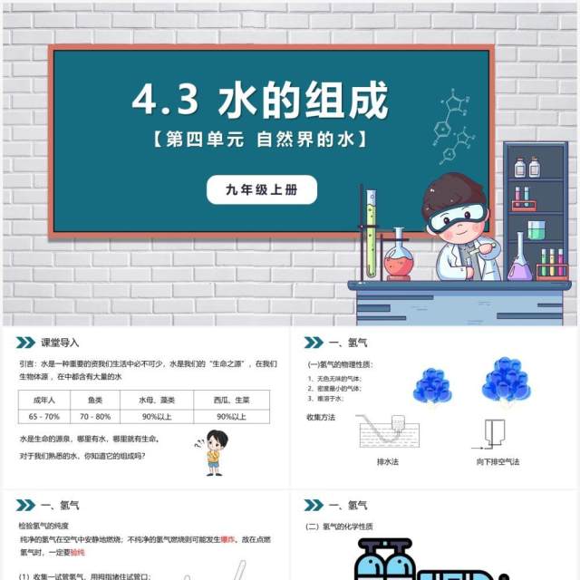部编版九年级化学上册水的组成课件PPT模板 部编版九年级化学上册水的组成课件PPT模板