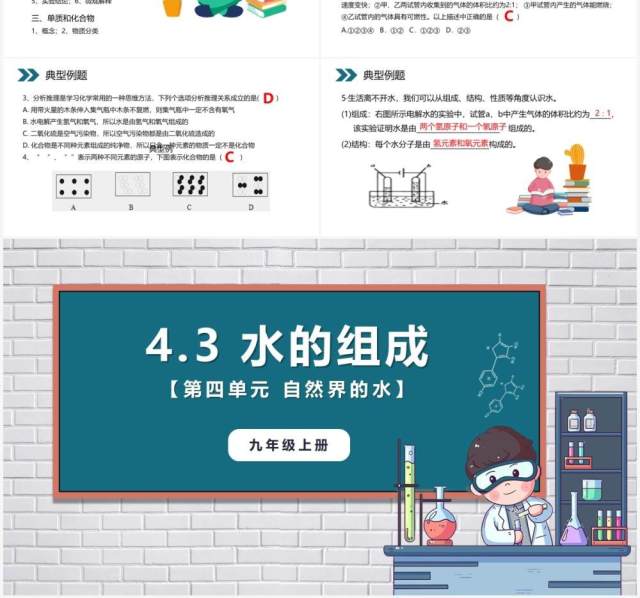 部编版九年级化学上册水的组成课件PPT模板 部编版九年级化学上册水的组成课件PPT模板