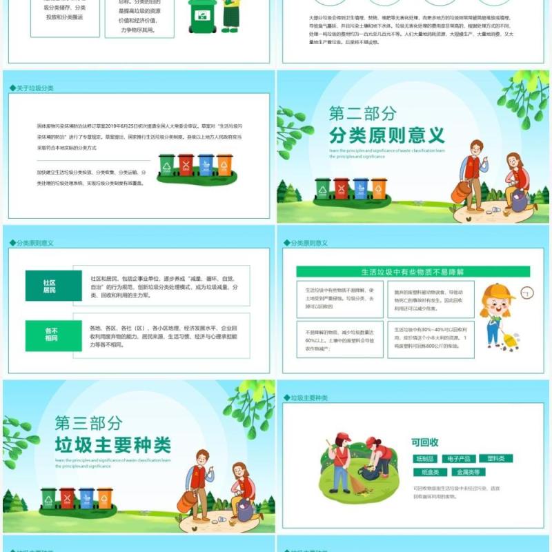 学习垃圾分类的原则和意义动态PPT模板