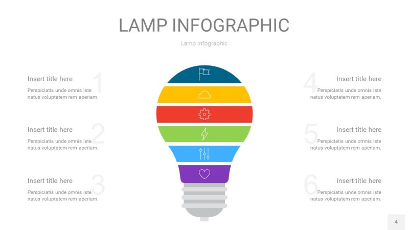 多色创意灯PPT信息图4