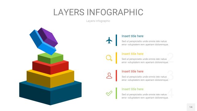 四色3D分层PPT信息图14
