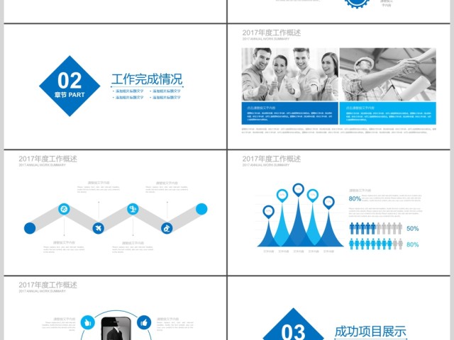 2019蓝色简约述职报告PPT模板